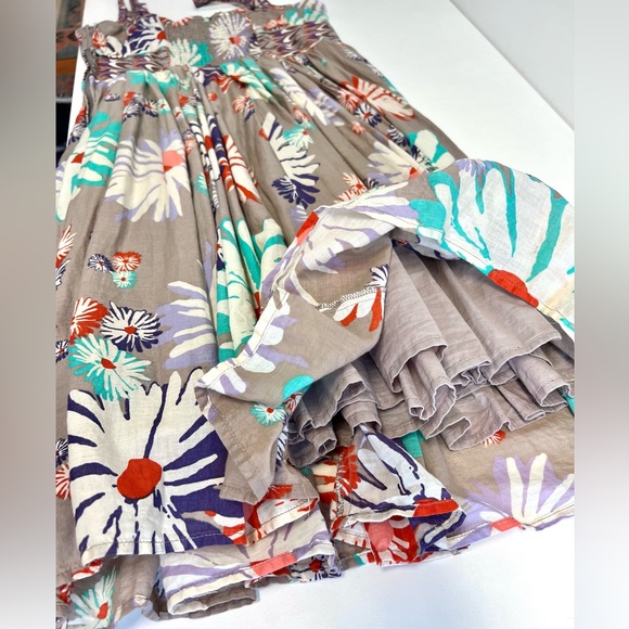 Aryeh Retro Fit and Flare Strappy Cotton Boho Floral Print Dress Medium - Picture 2 of 9